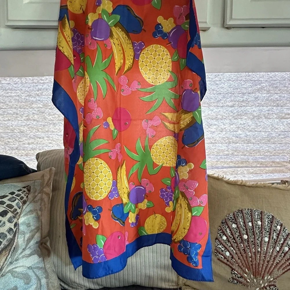 FUN FRUIT SCARF Pinapple Grape Banana Pear Strawberry Square 27